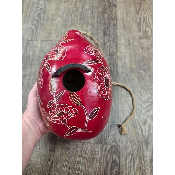 One World Project Hand-Made in Peru Red Gourd Birdhouse - Picture 1 of 8